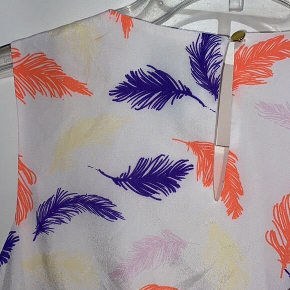 CeCe Women's Multicolor Feather Print Sleeveless Midi Dress Size 4/Small - Picture 8 of 9